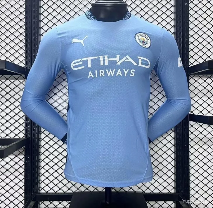 Camiseta Manchester City 2024/25 LOCAL MANGA LARGA VERSION JUGADOR